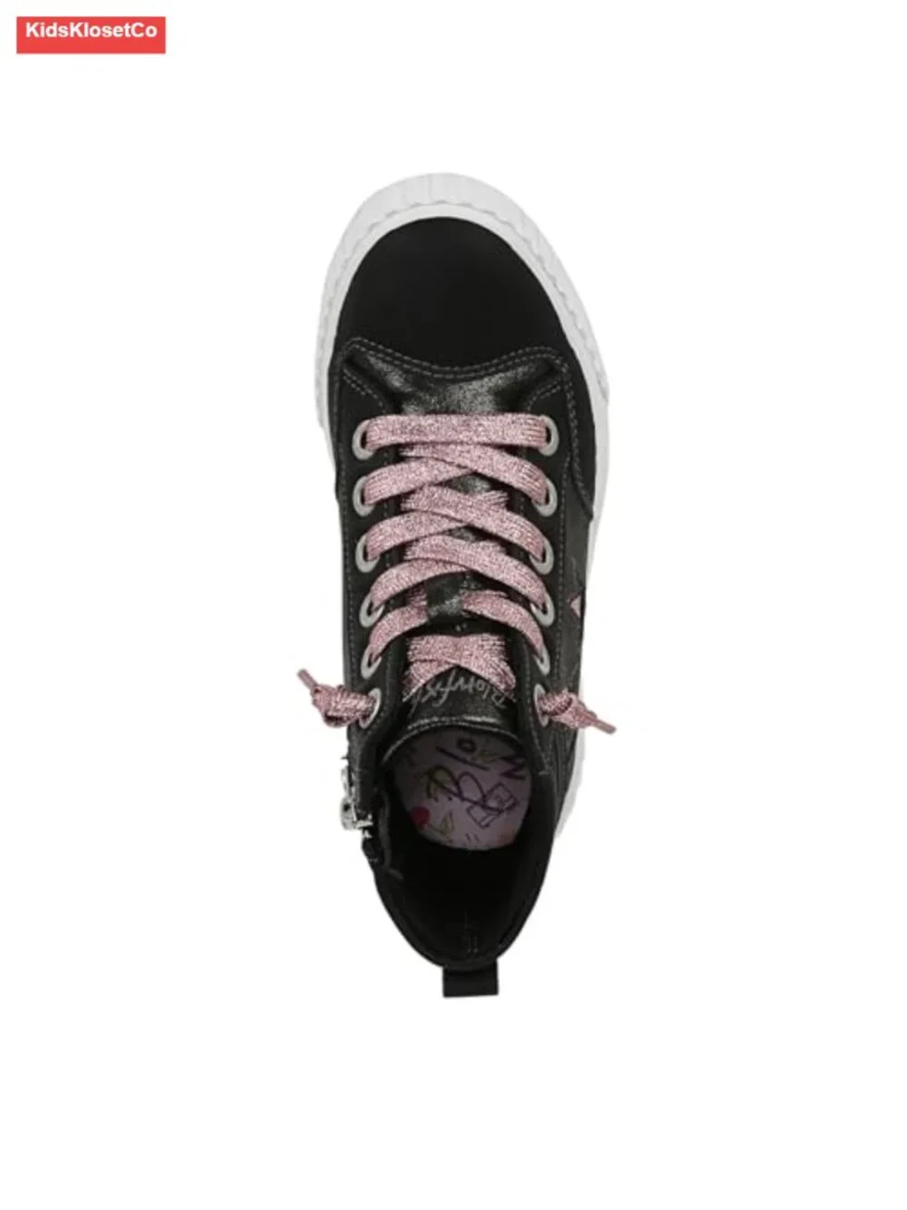 Girls High Top Sneakers Faux Leather Side Zipper Star Details